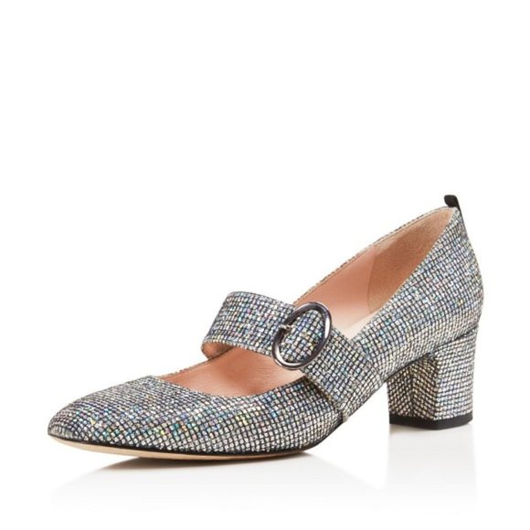 FSJ Shoes - Size 8.5 Silver Shiny Glitter Mary Jane